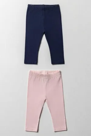 2 Pack Leggings Navy & Pink