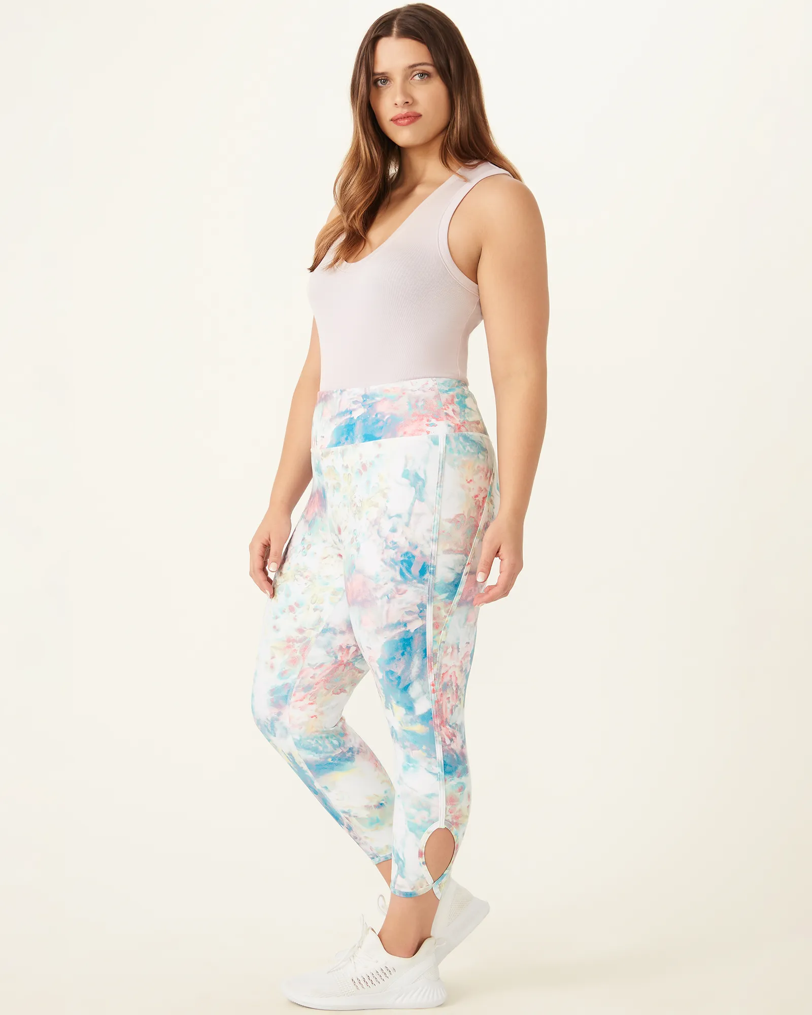 Aiden Cropped Legging | White / Light Blue