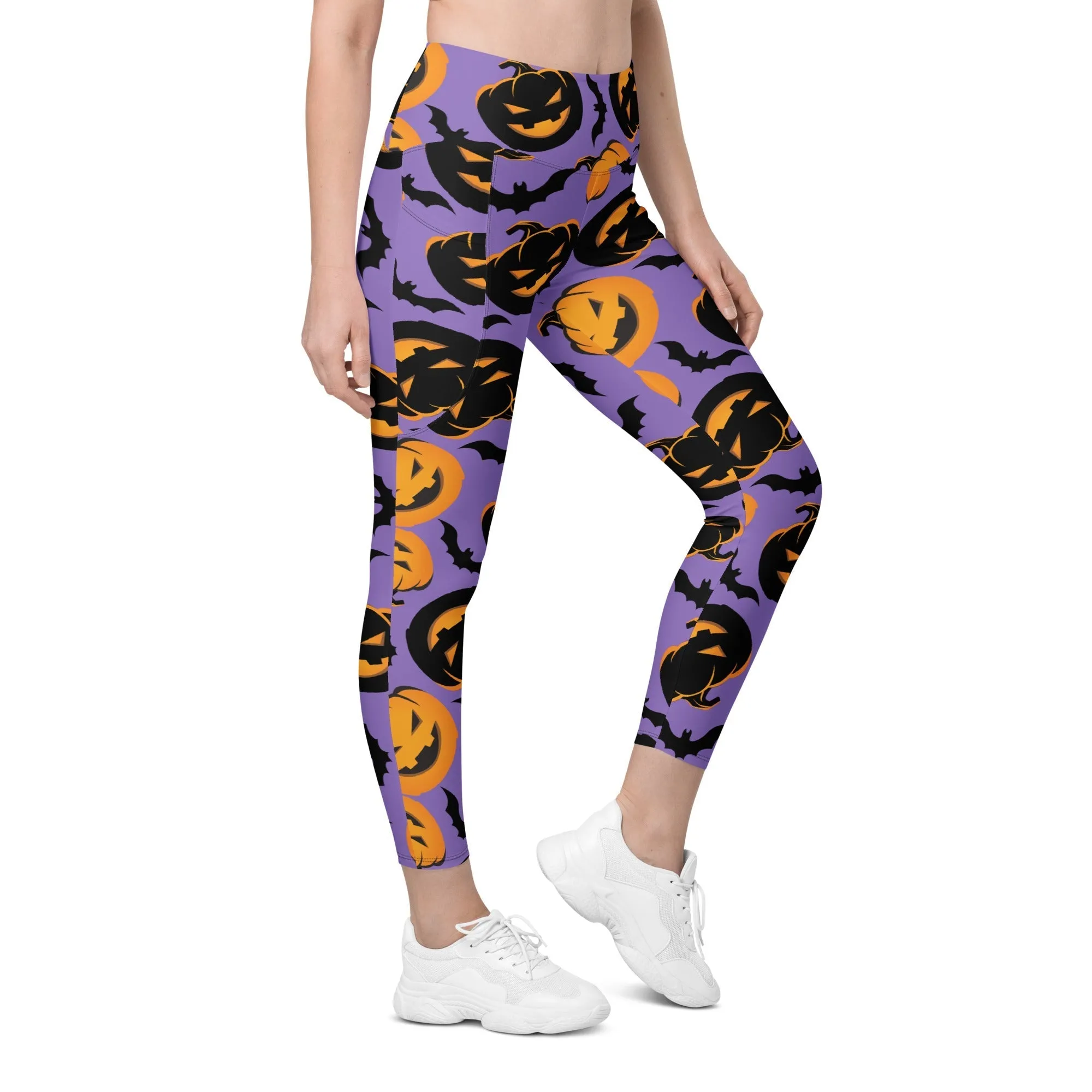 Bats and Jack O'Lanterns Leggings With Pockets