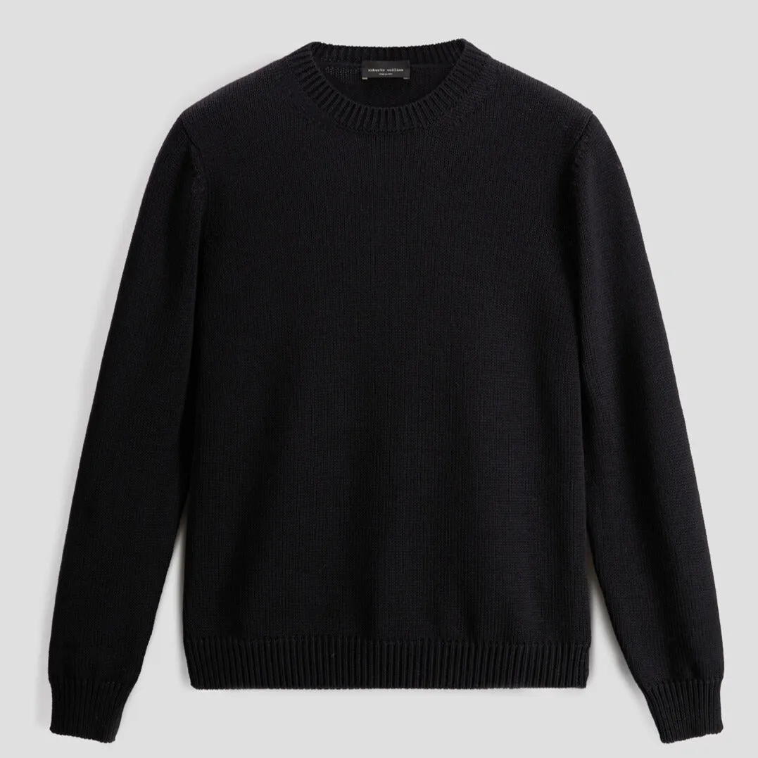 Black Merino Knit Crewneck Sweater