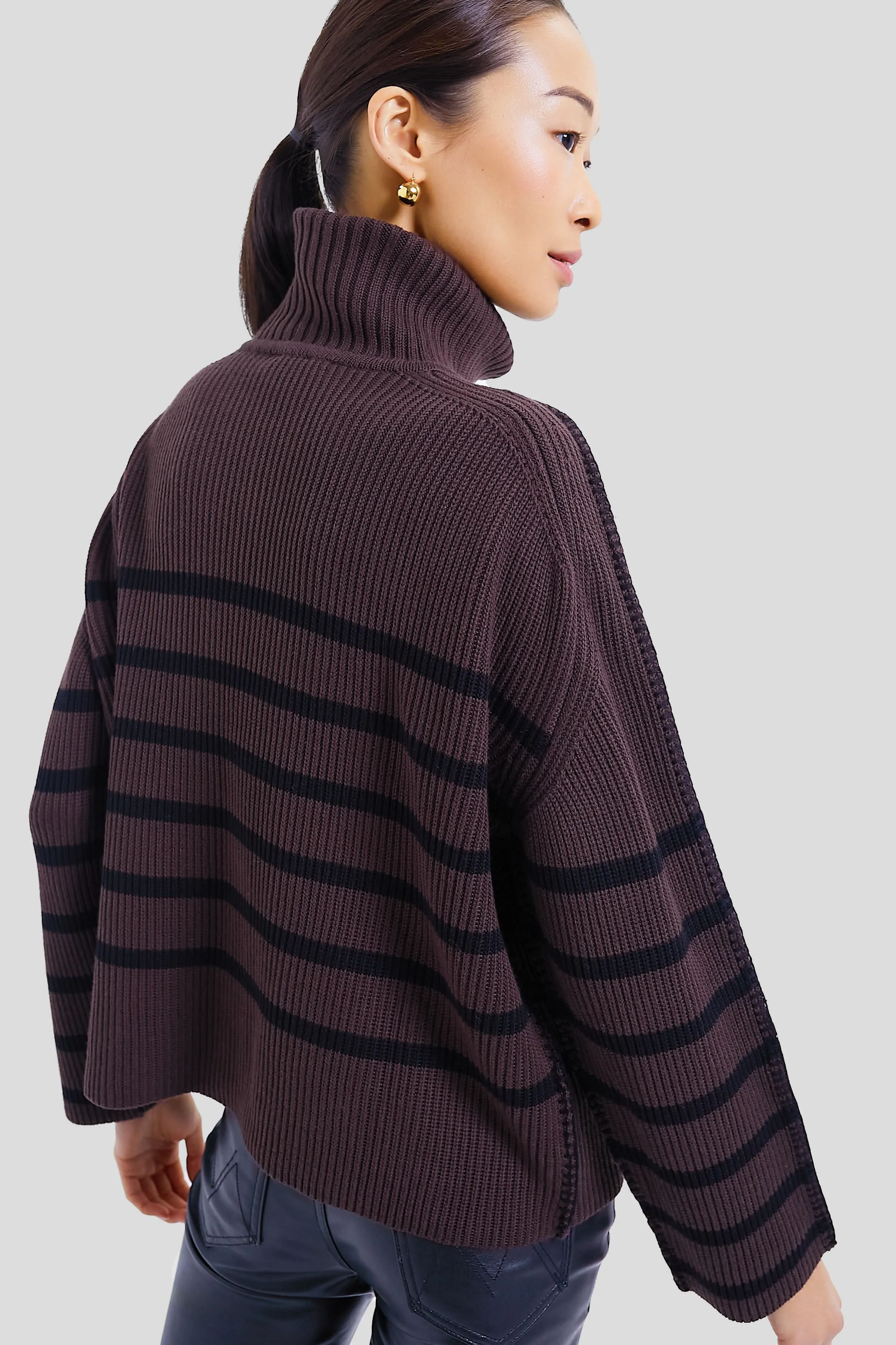 Chocolate & Black Striped Emsley Turtleneck