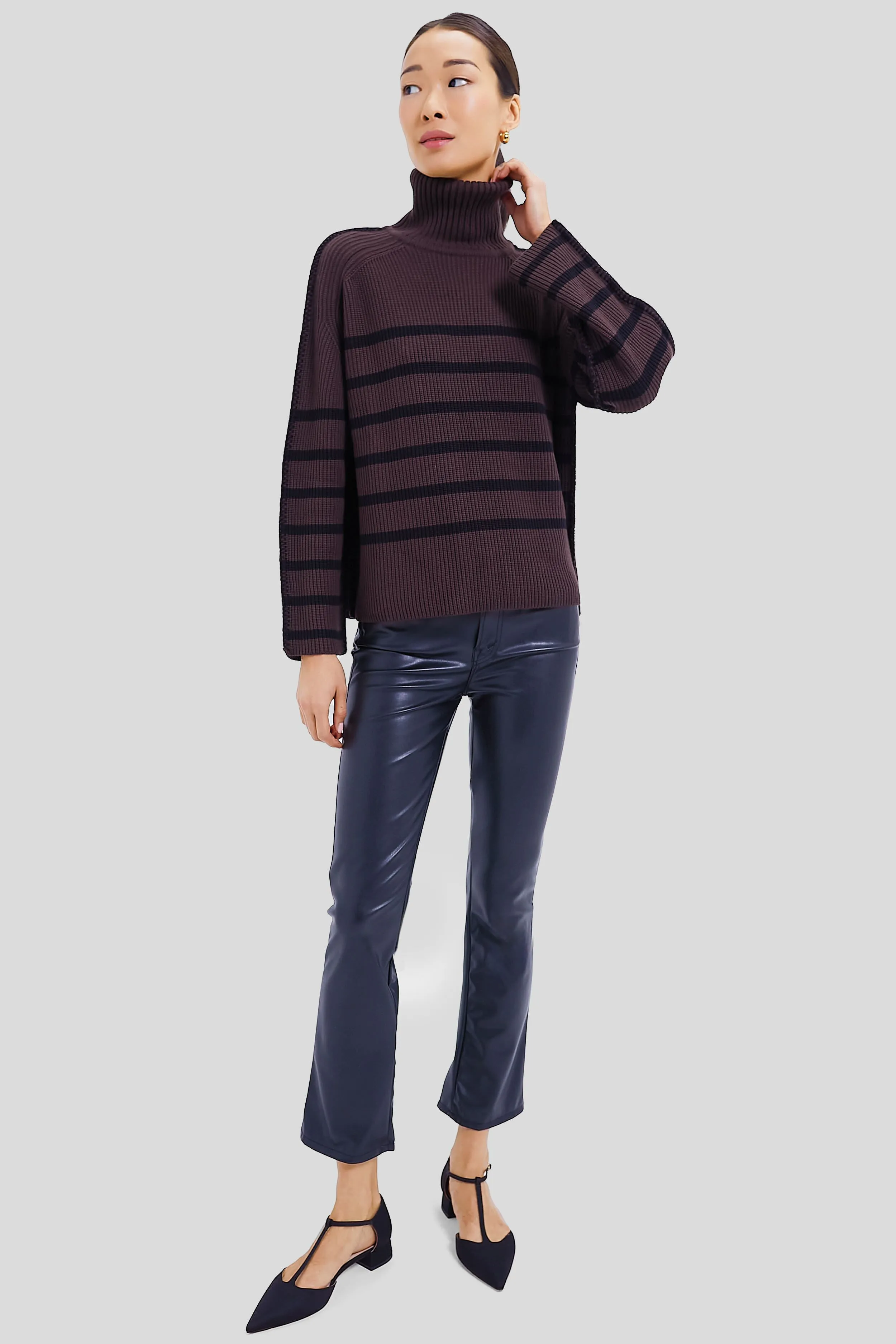 Chocolate & Black Striped Emsley Turtleneck