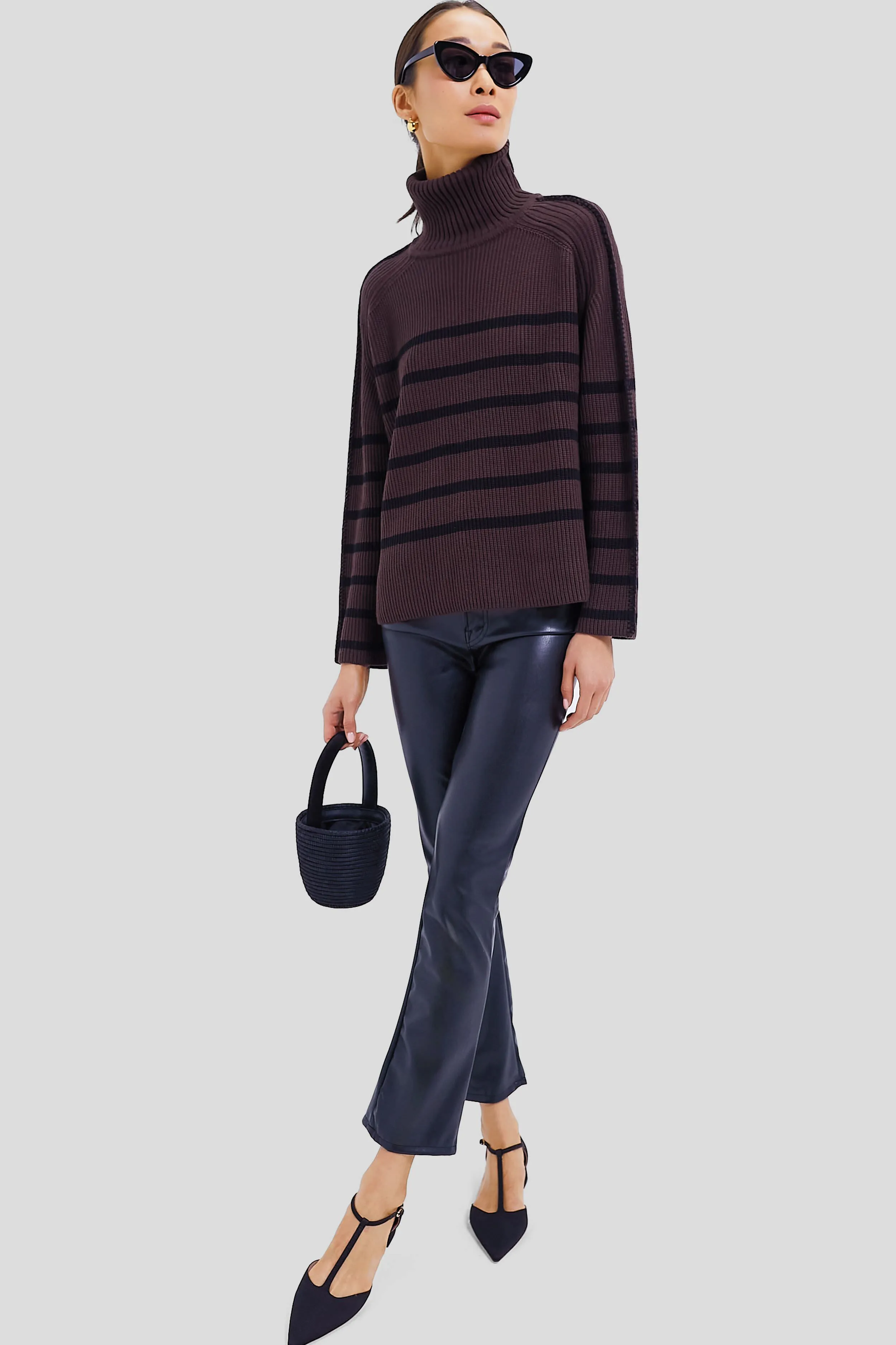 Chocolate & Black Striped Emsley Turtleneck