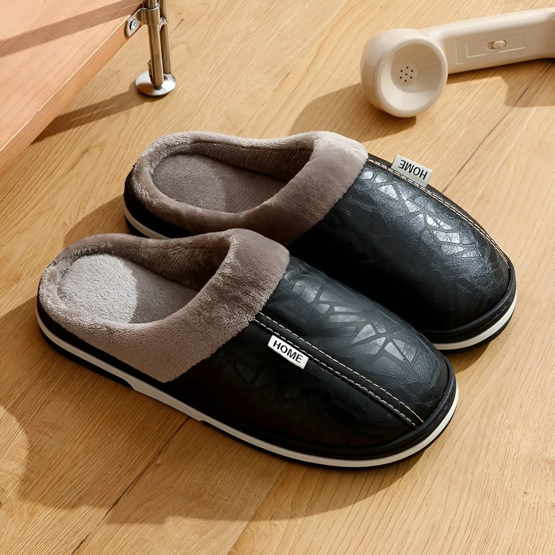 CozyWalk Slippers - Lässige Wasserdichte Vegan Leder Herren Hausschuhe