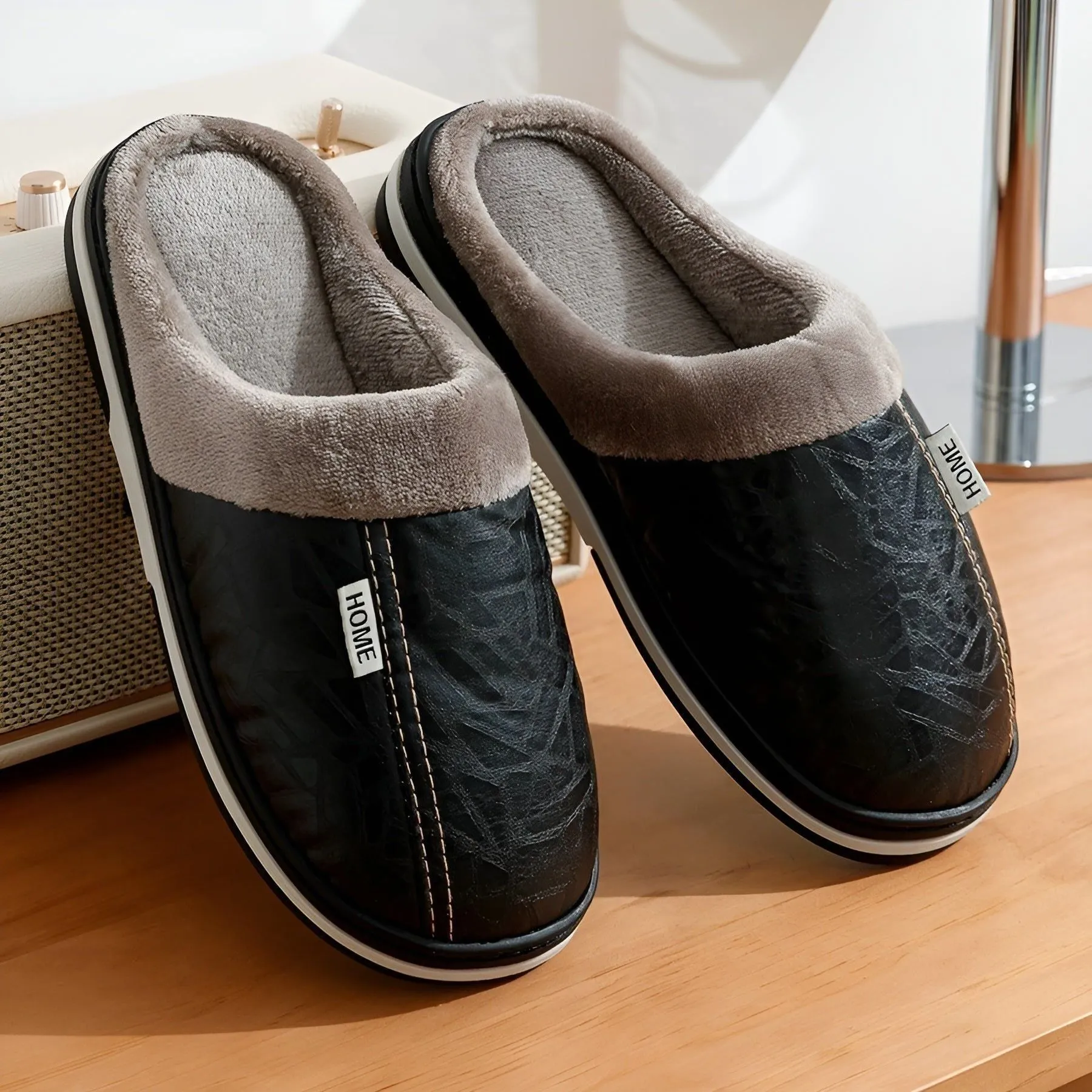 CozyWalk Slippers - Lässige Wasserdichte Vegan Leder Herren Hausschuhe