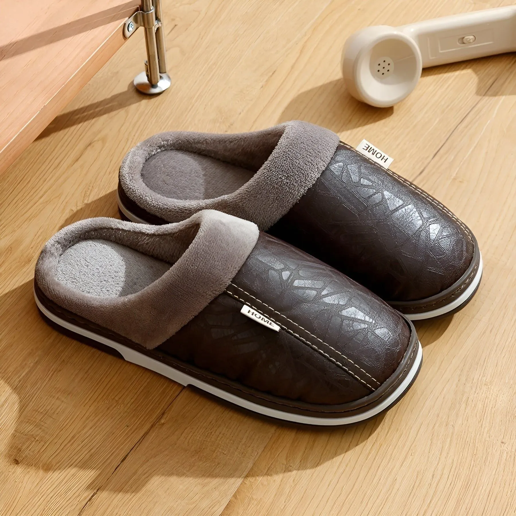 CozyWalk Slippers - Lässige Wasserdichte Vegan Leder Herren Hausschuhe