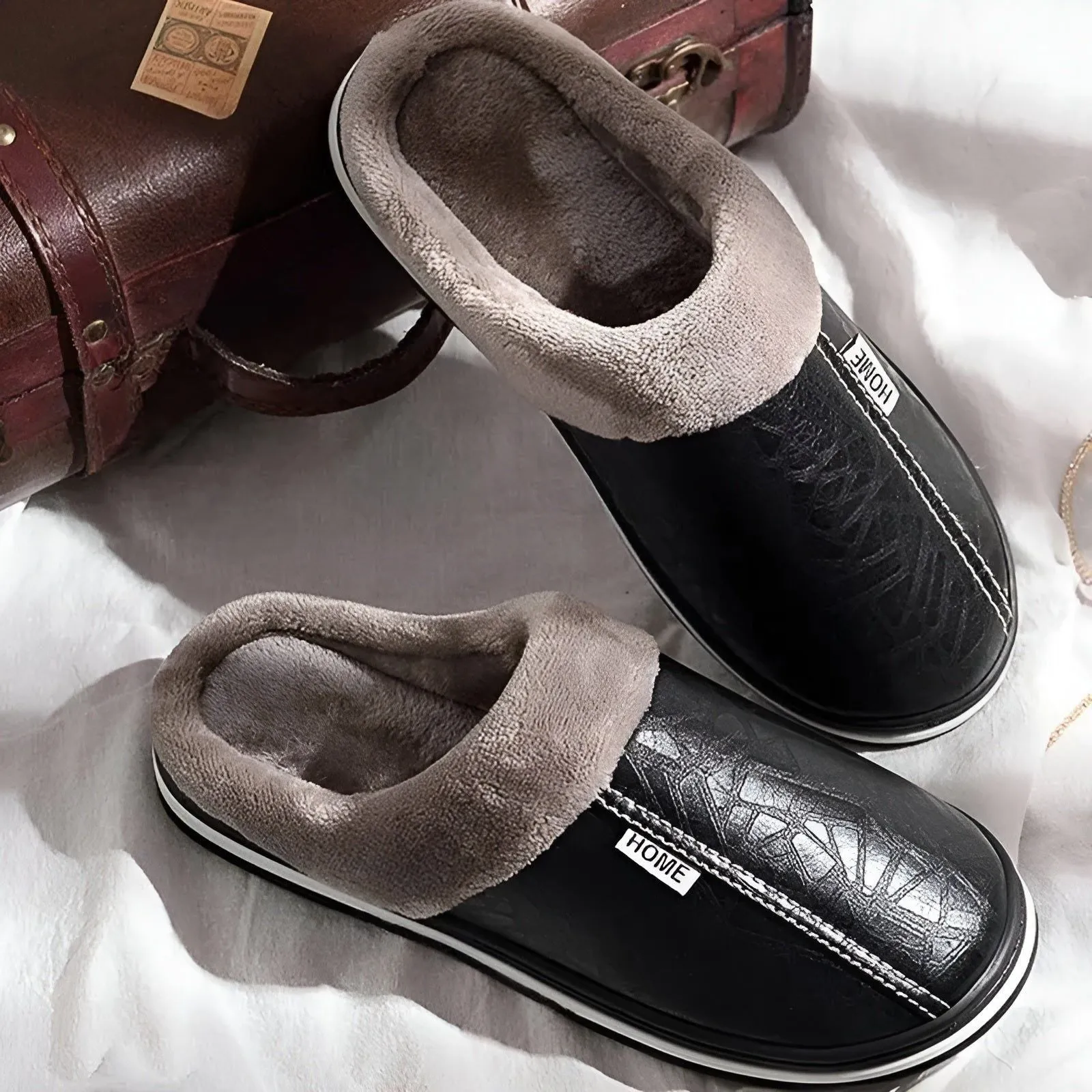 CozyWalk Slippers - Lässige Wasserdichte Vegan Leder Herren Hausschuhe