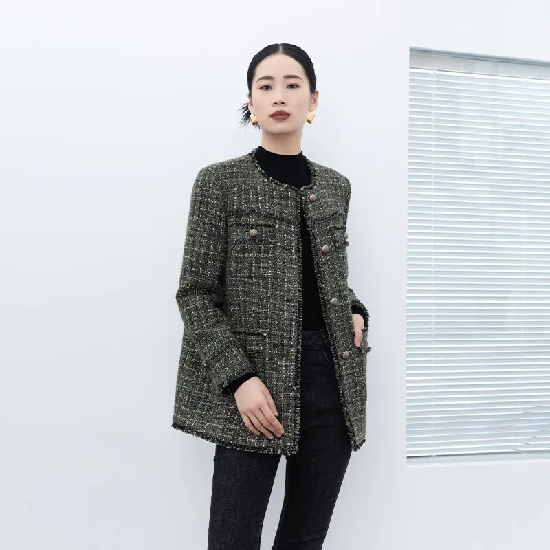 Dark Green Rhombus Pattern Coats