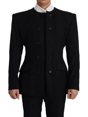 Dolce & Gabbana Black Wool Double Breasted Blazer Jacket