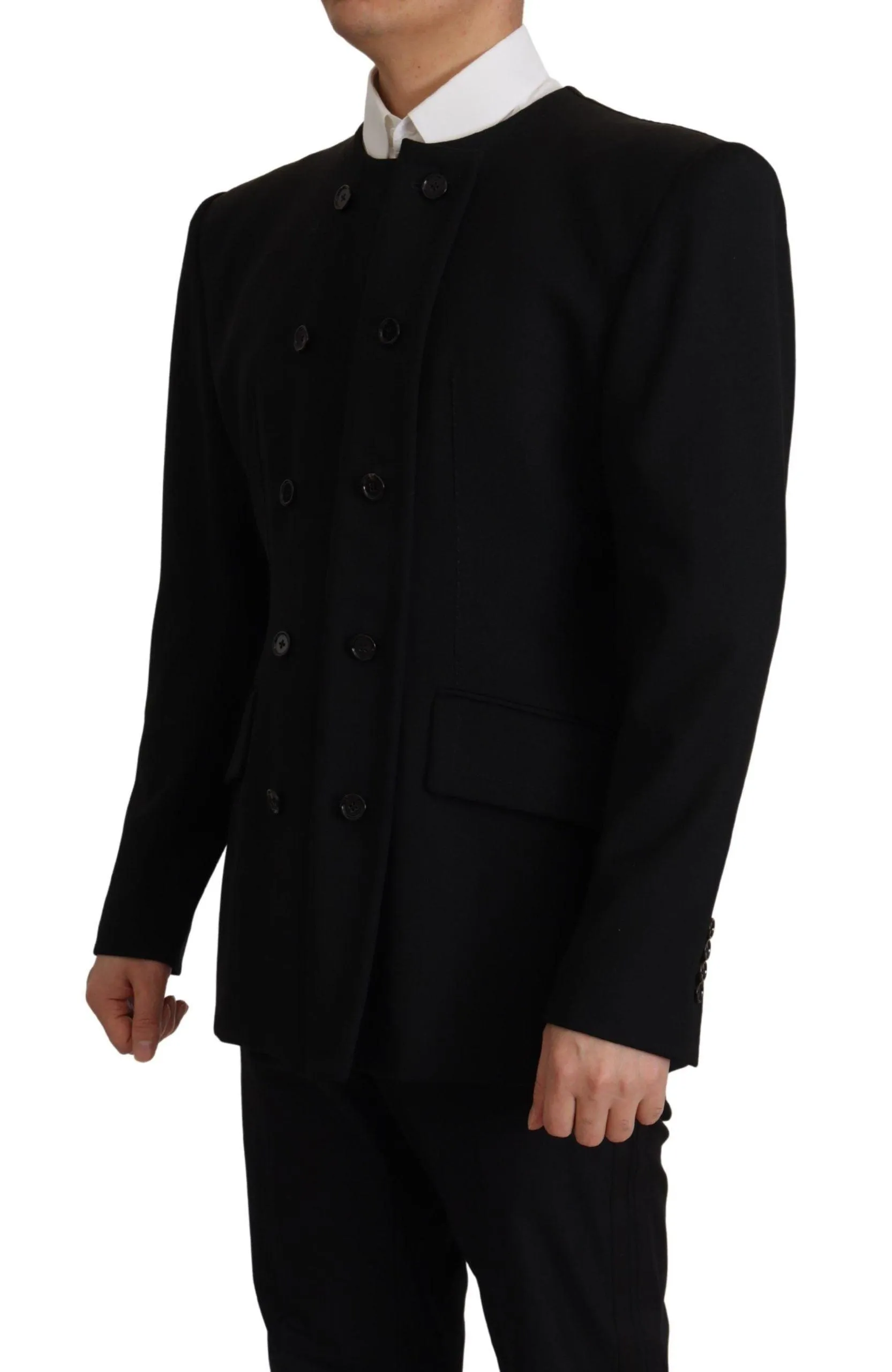 Dolce & Gabbana Black Wool Double Breasted Blazer Jacket