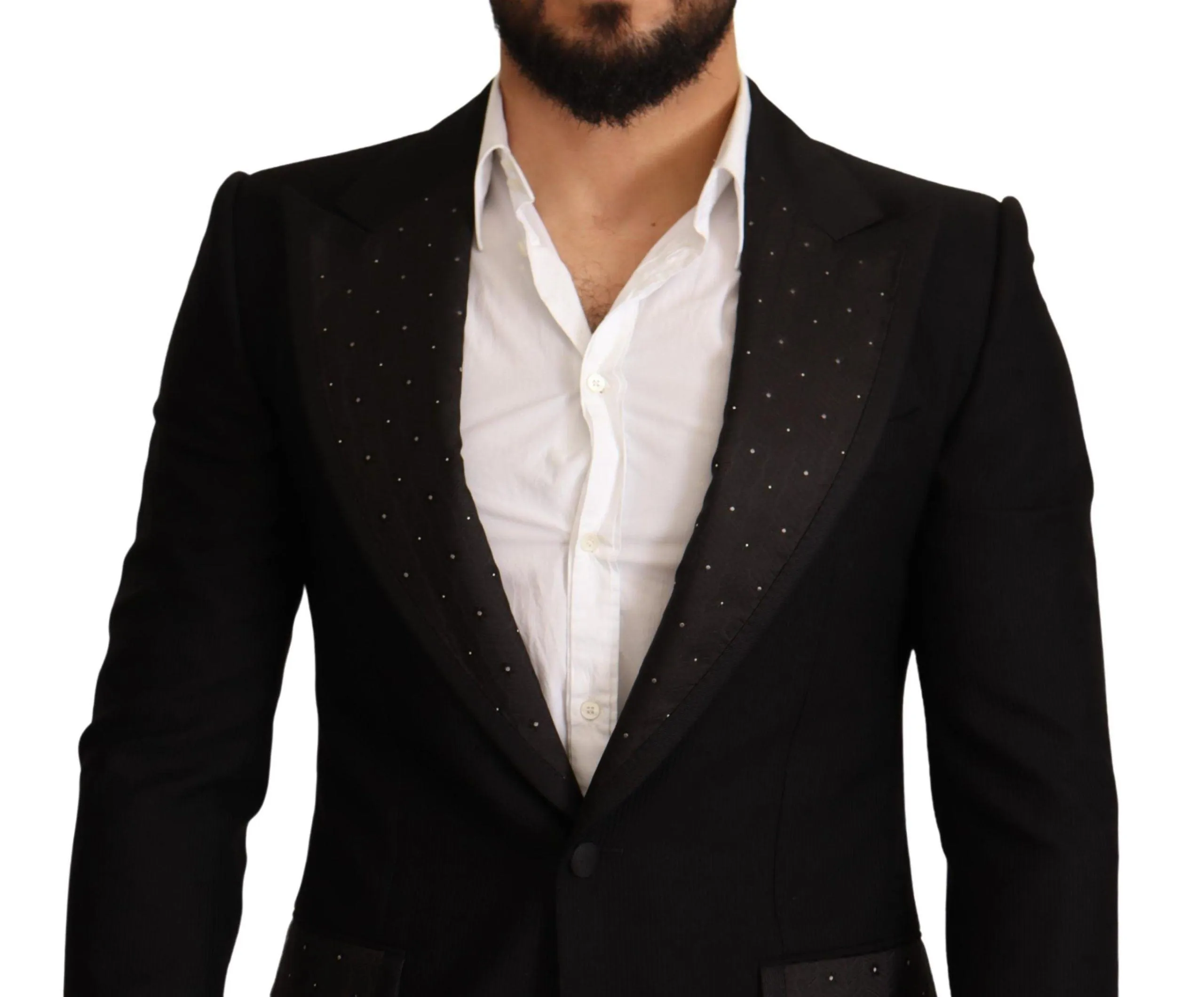 Dolce & Gabbana Black Wool Slim Fit Coat Blazer Jacket