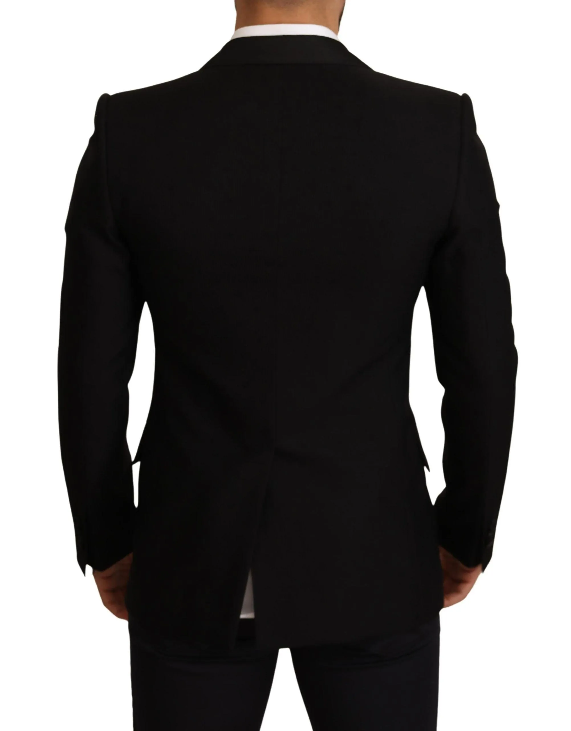 Dolce & Gabbana Black Wool Slim Fit Coat Blazer Jacket