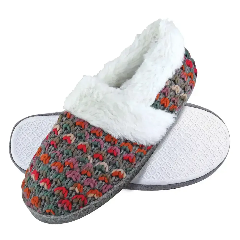 Dunlop - ladies slippers - knitted 8029 (5 uk / brown)