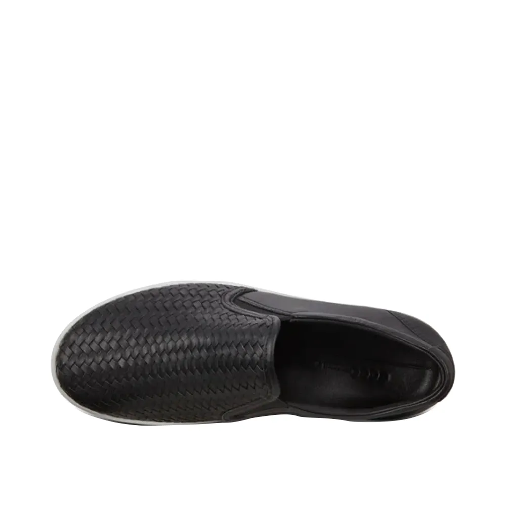 ECCO Women's Soft 7 Woven Leather Slip On 2.0 in Black