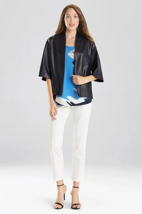 Faux Leather Cropped Kimono