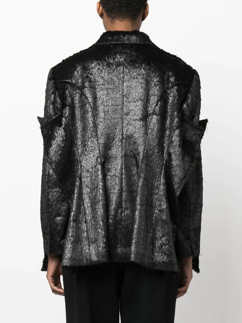 Faux Leather Sequin Pattern Jacket