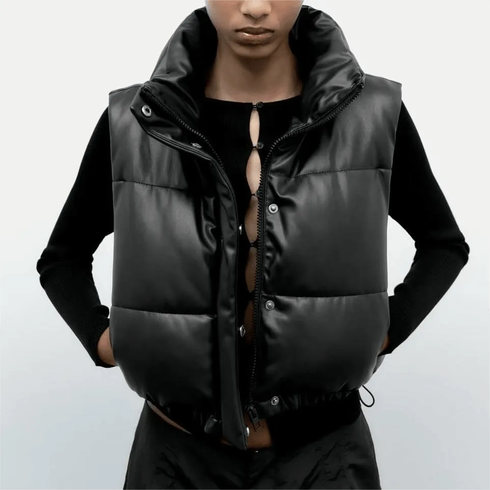 Faux Leather Short Body Warmer