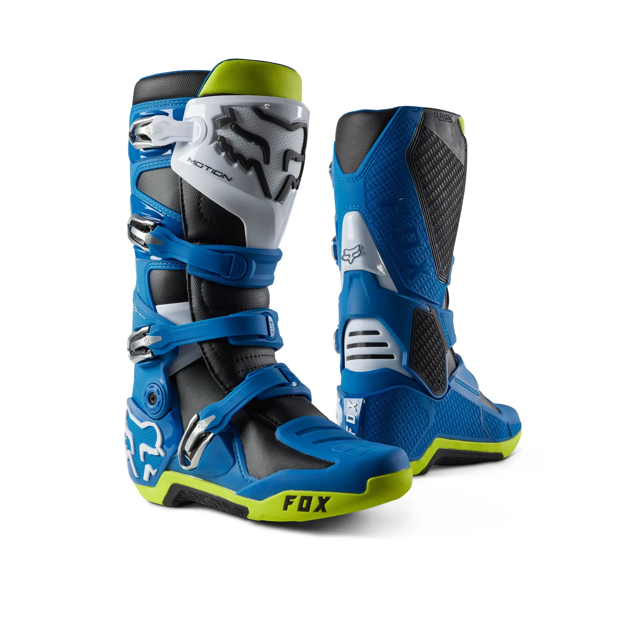 Fox Racing  Motion Motocross Boots Duratac TPU Secure Lock Anti-Shock Blue Yellow