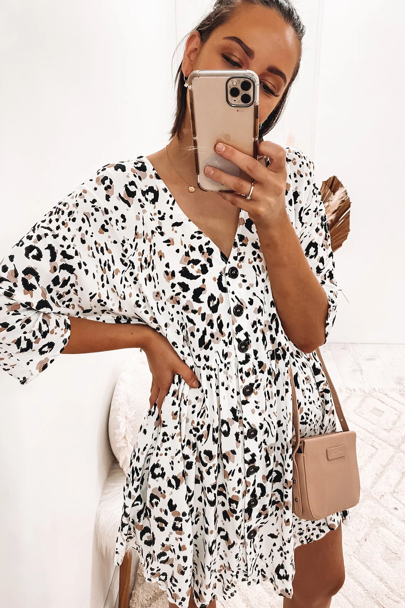 Freddie Dress Snow Leopard Print