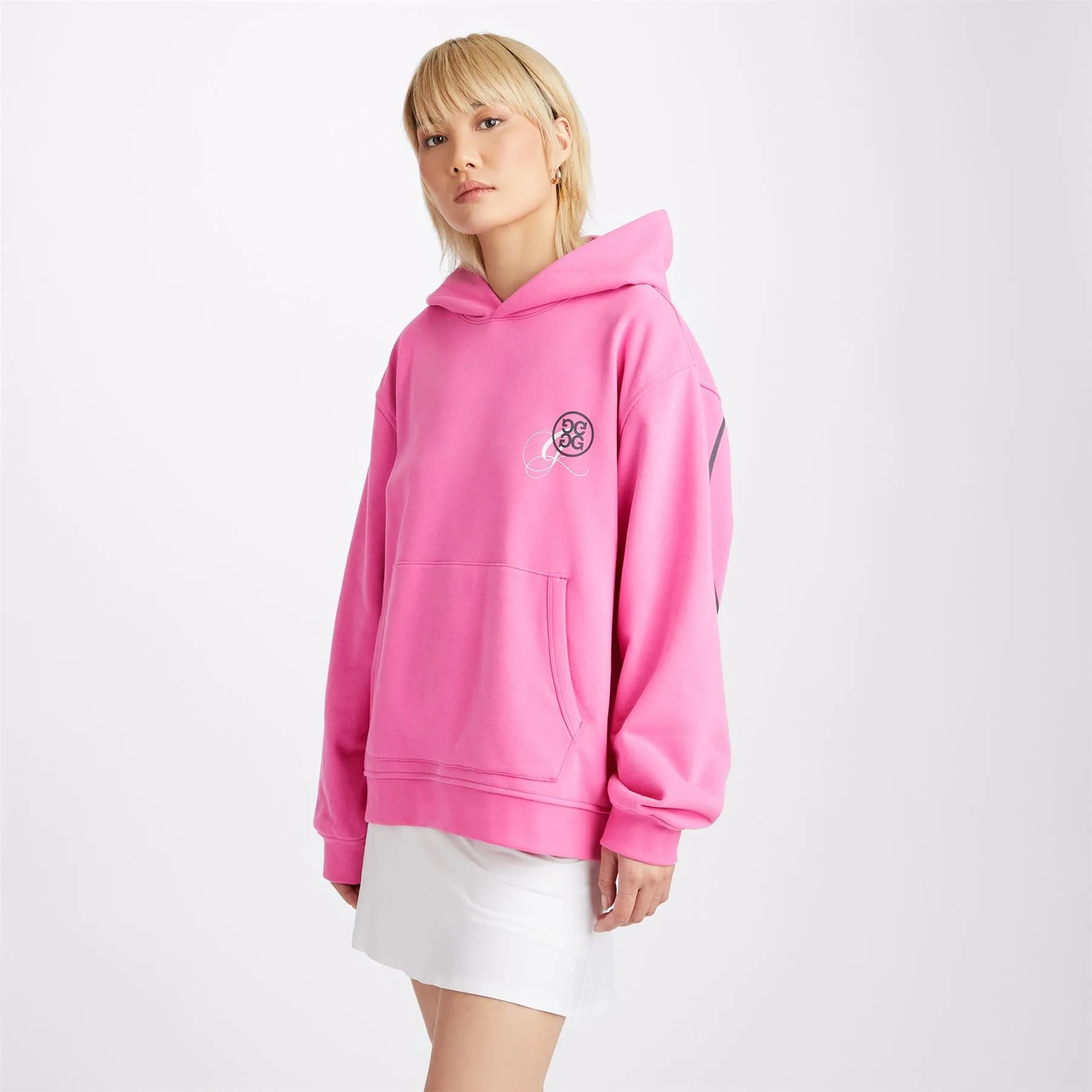 G04 Unisex Oversized French Terry Hoodie Day Glo Pink - AW23