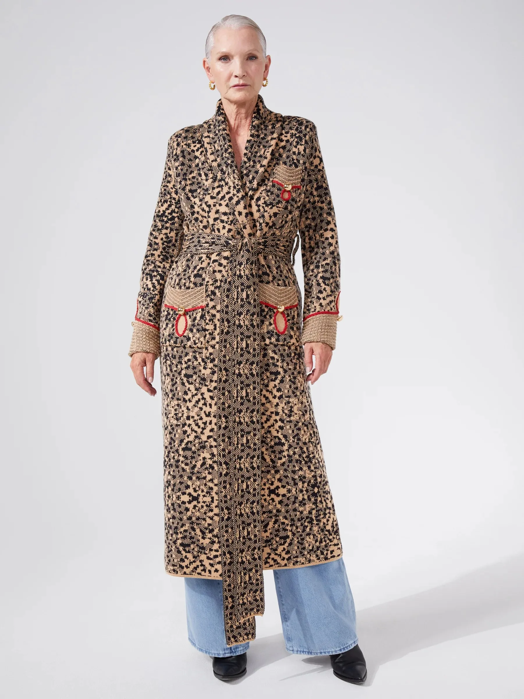 Hari Merino Jacquard Smoking Robe Camel