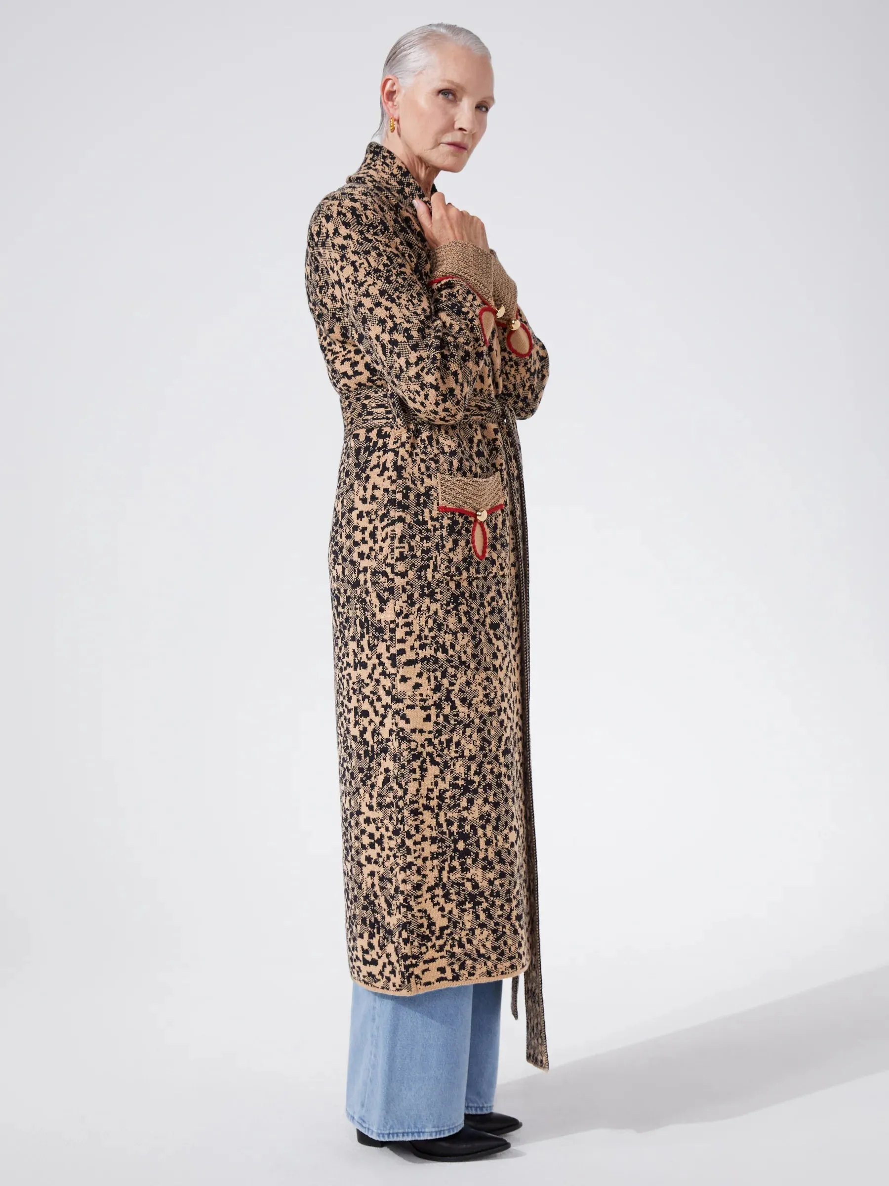 Hari Merino Jacquard Smoking Robe Camel