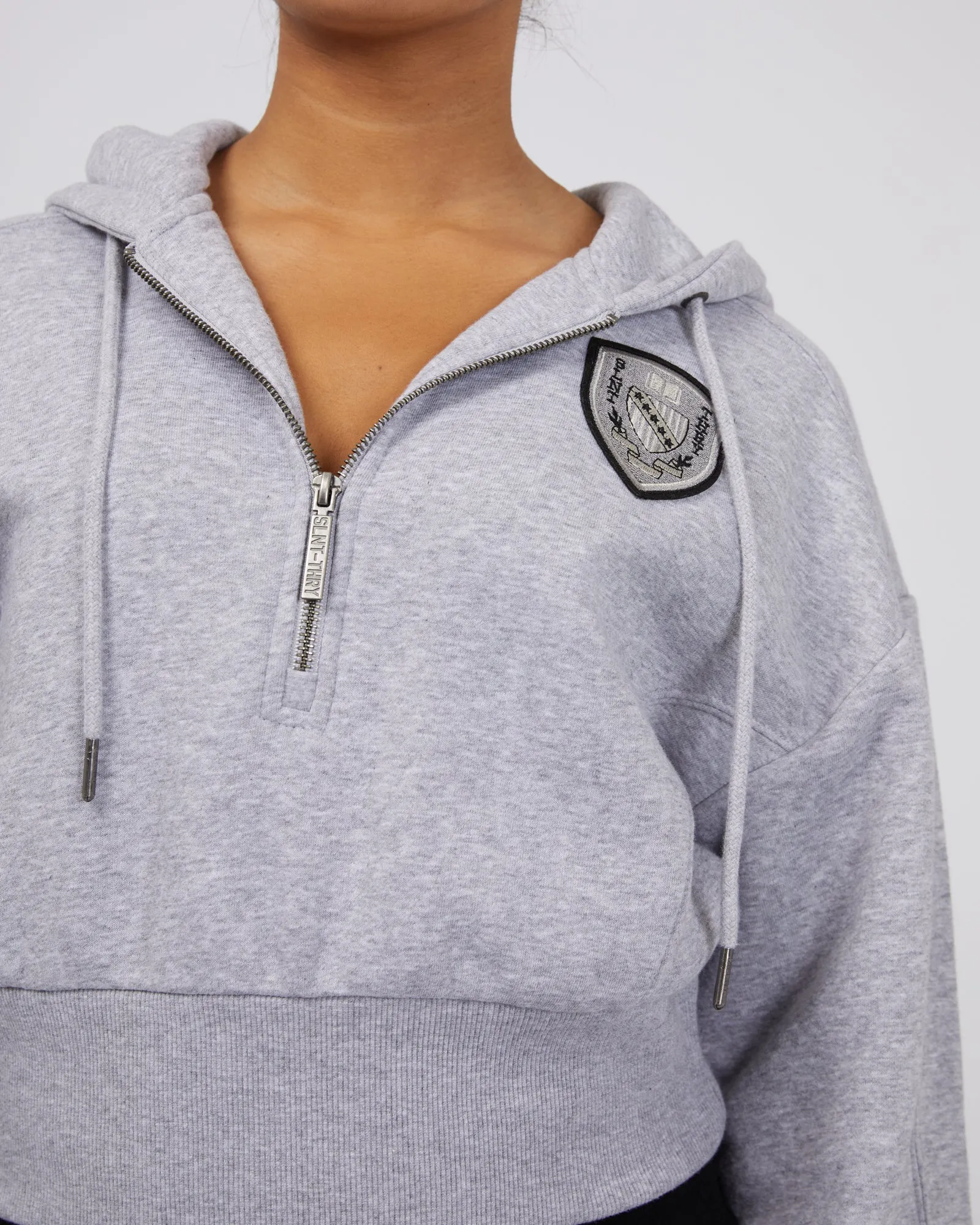 Harvard 1/4 Zip Hoodie Grey Marle