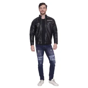 High Quality Solid Faux Leather Jacket For Men