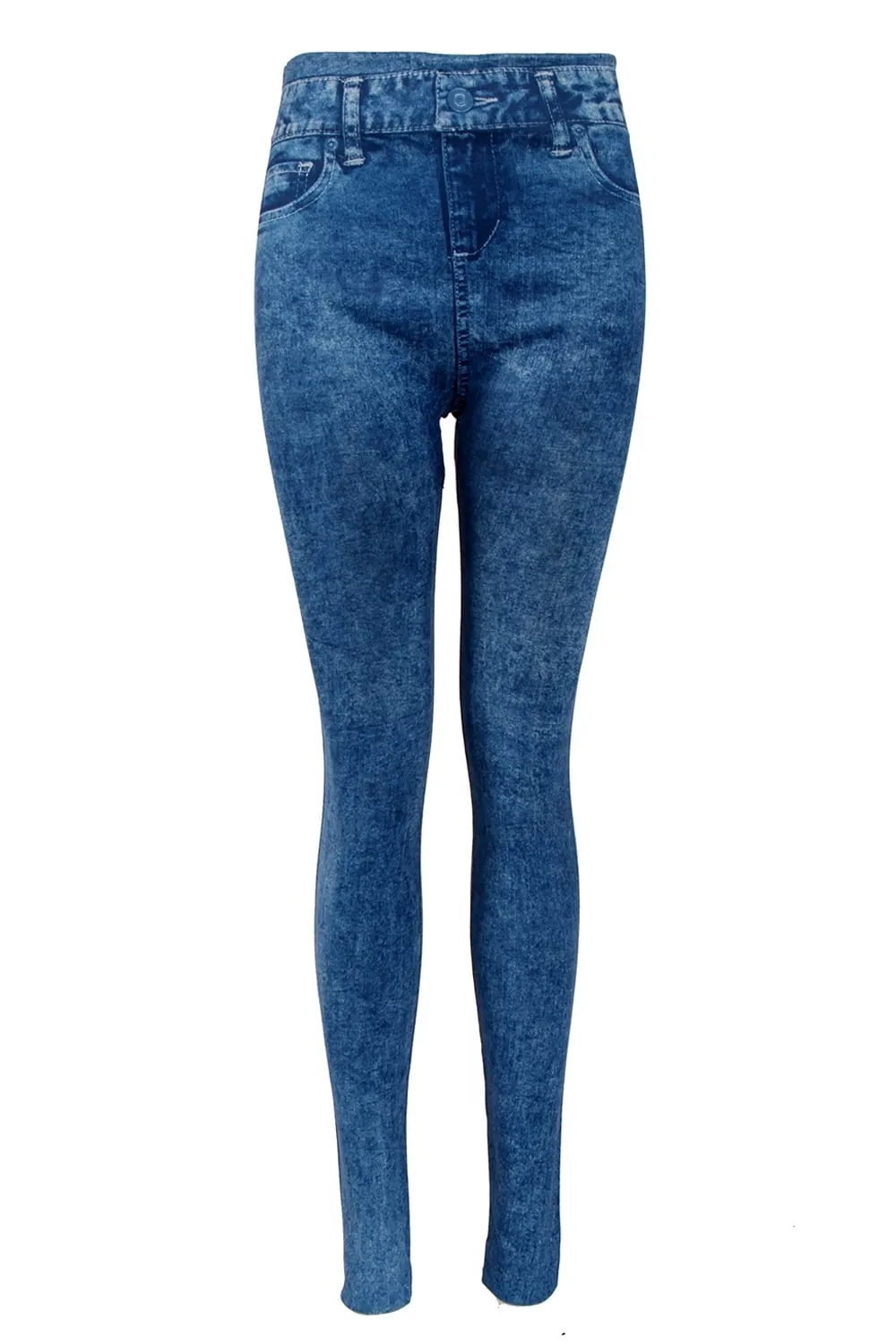 High Waist Slim Fit Stretchy Denim Look Skinny Leggings