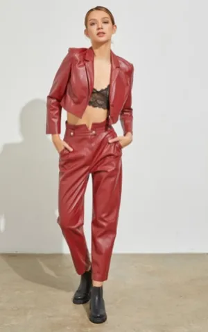 Hot-To-Trot Faux Leather Crop Blazer by DO BE