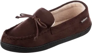 isotoner Men's Microsuede Moccasin Slipper with Cooling Memory Foam for Indoor/Outdoor Comfort