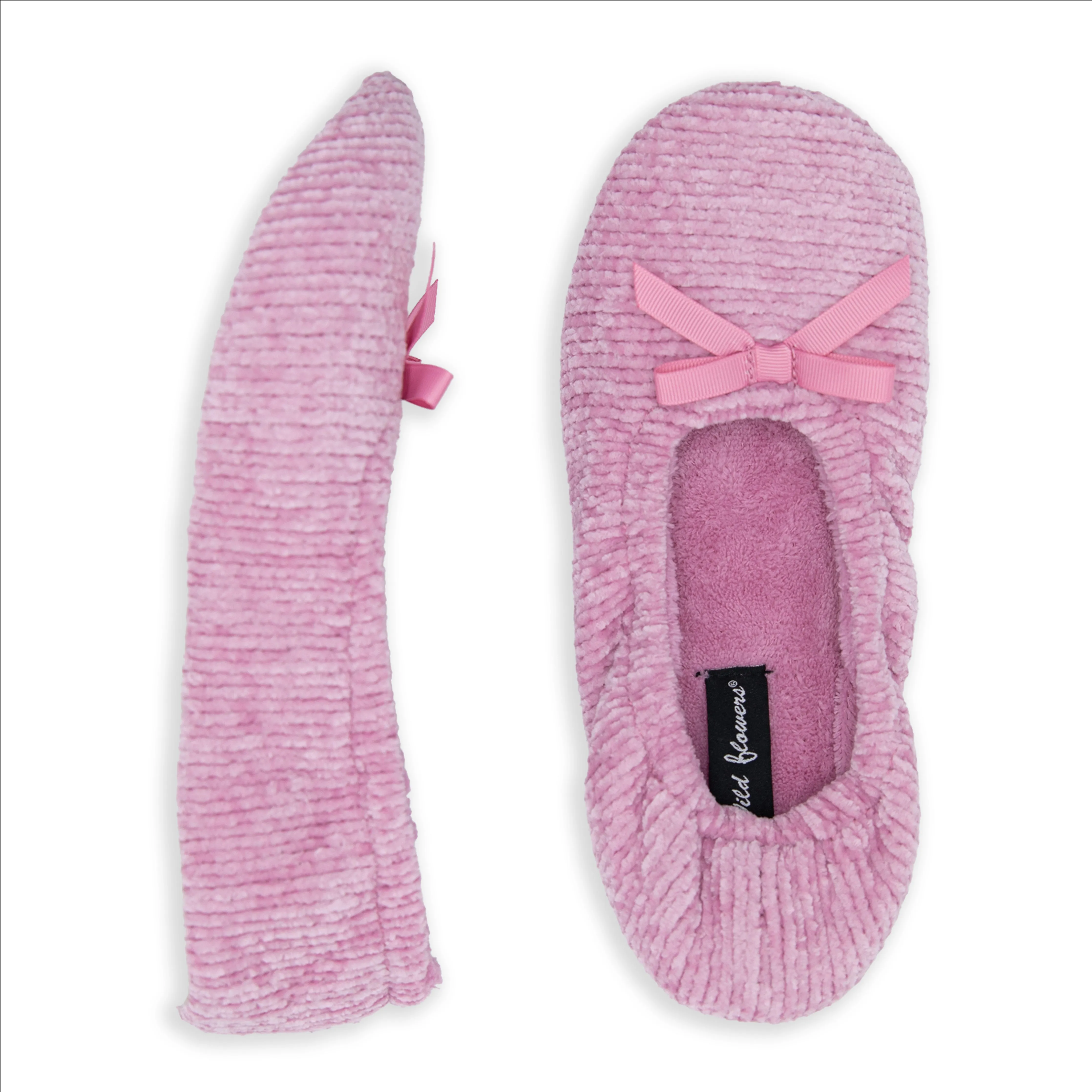 Ladies Chenille Ballerina Slippers