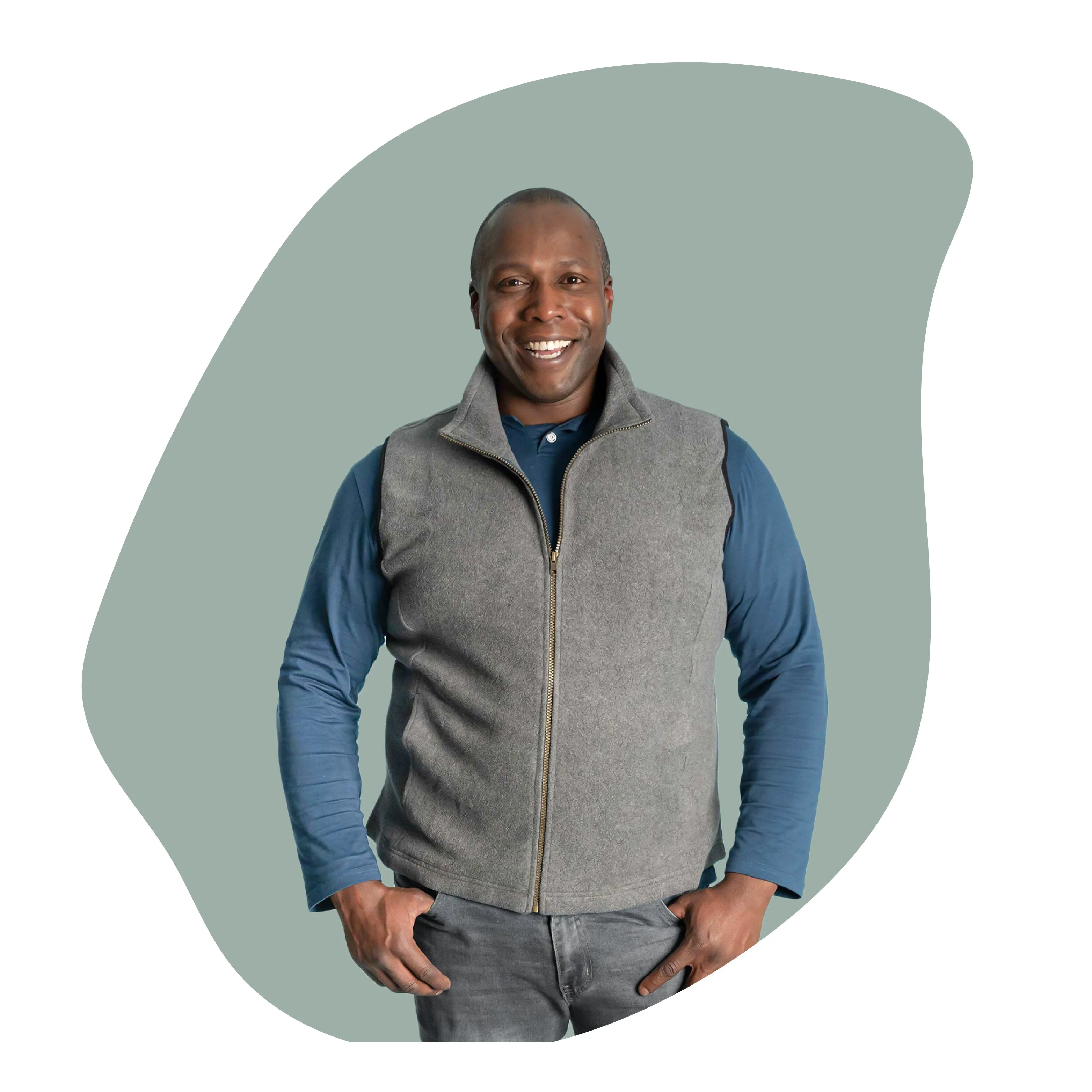 LAKE TAHOE  100% Organic Cotton Fleece Zippered Vest (2 Side Pockets) (YKK Zippers, OC Thread Option)