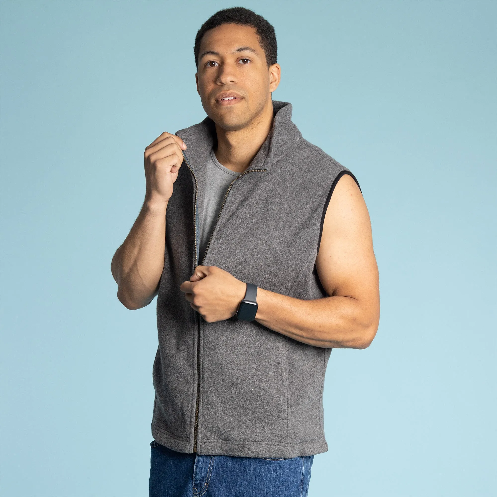 LAKE TAHOE  100% Organic Cotton Fleece Zippered Vest (2 Side Pockets) (YKK Zippers, OC Thread Option)