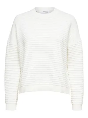 Laurina Ls Knit O-Neck - Snow White