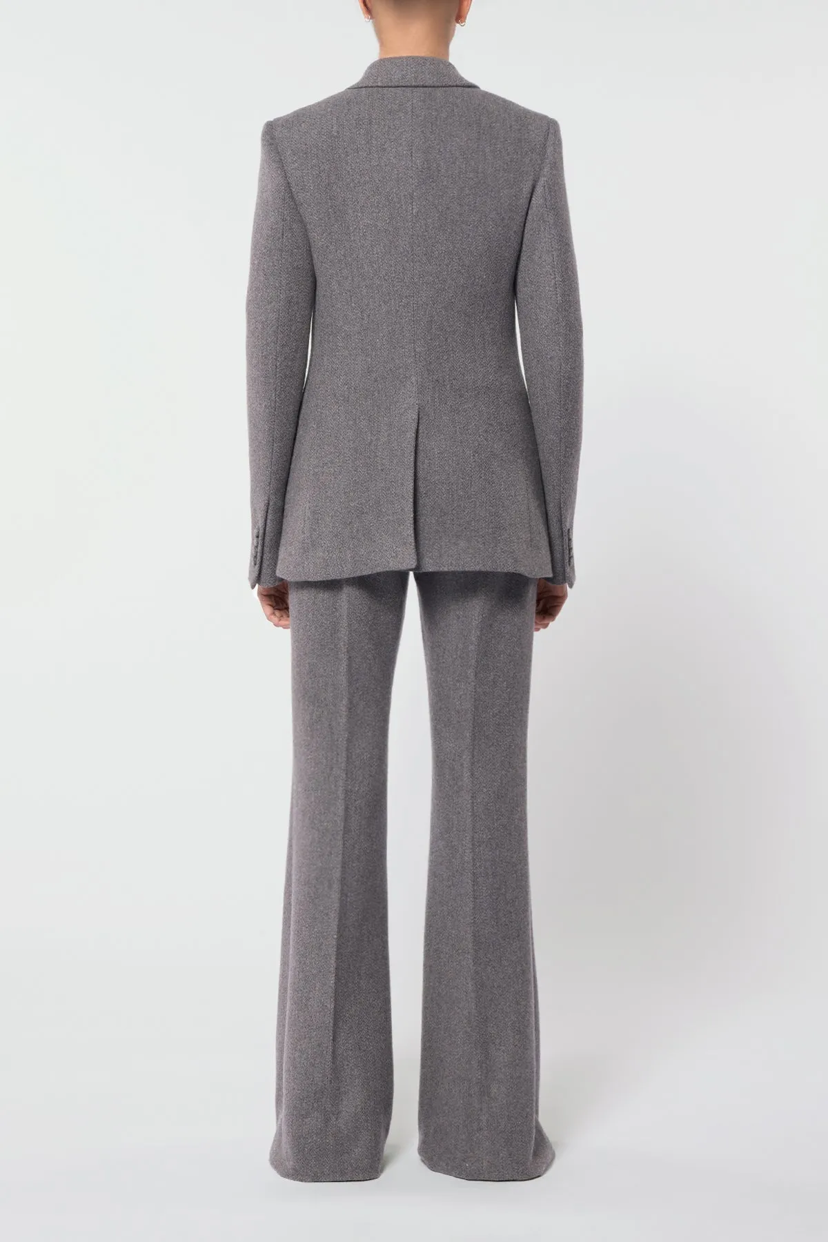 Leiva Blazer in Dark Grey Multi Virgin Wool Cashmere Herringbone