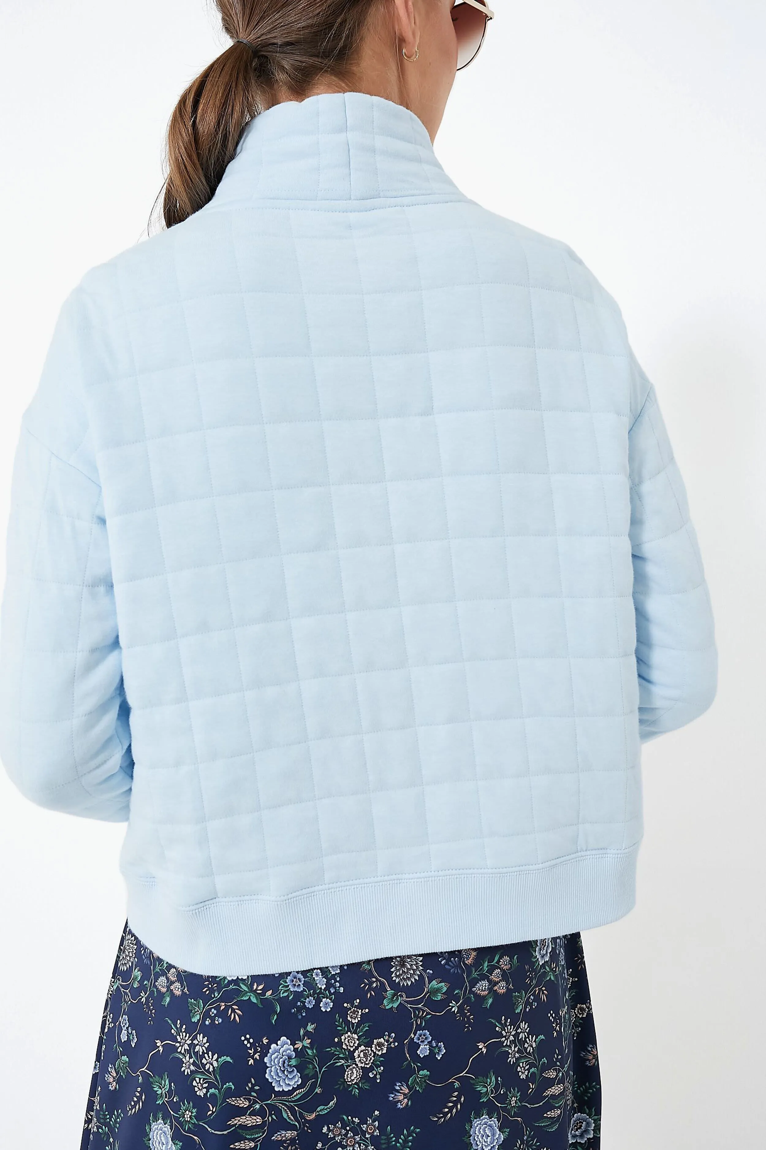 Light Blue Quilted Wright Funnel Neck