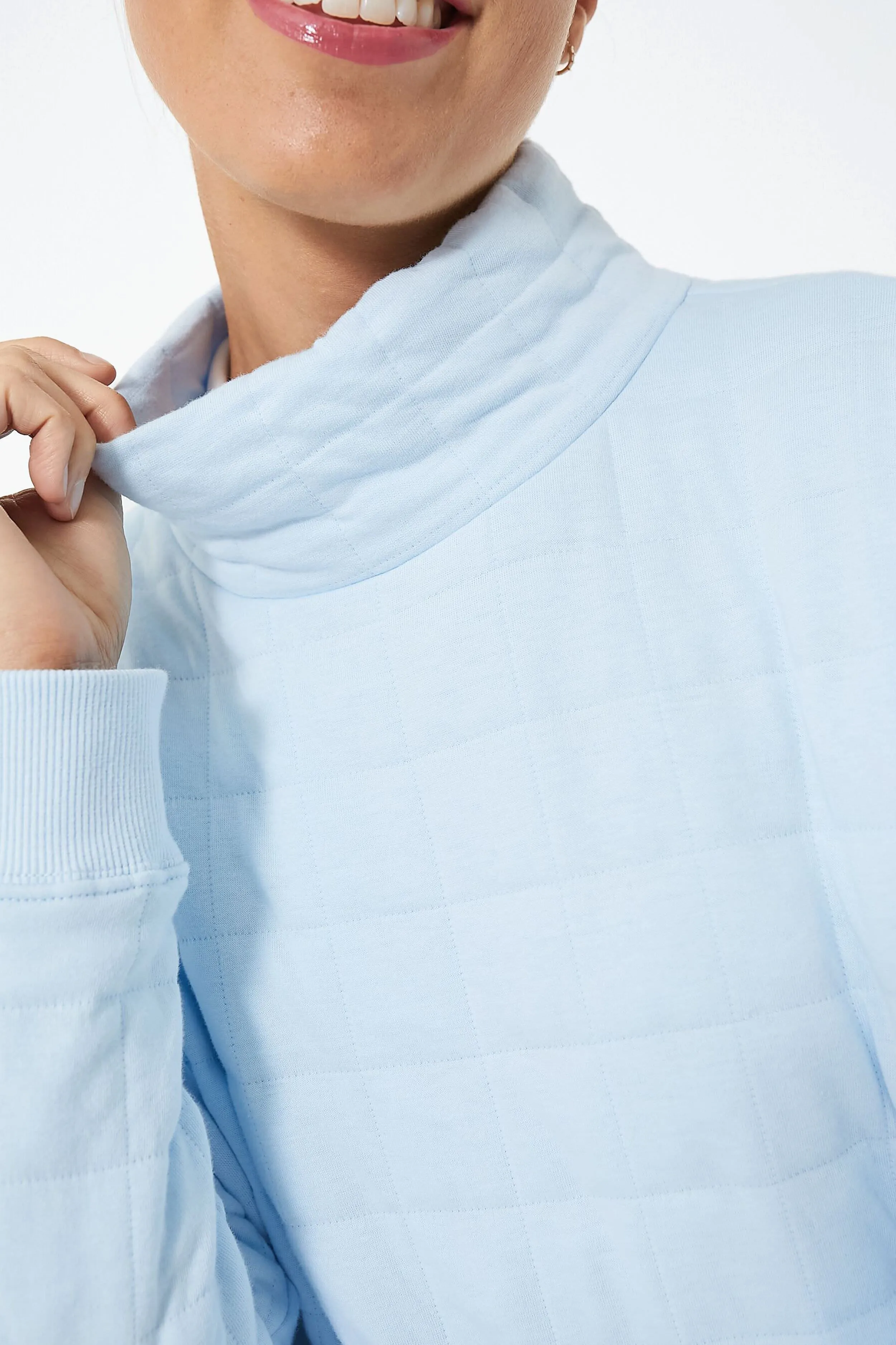 Light Blue Quilted Wright Funnel Neck