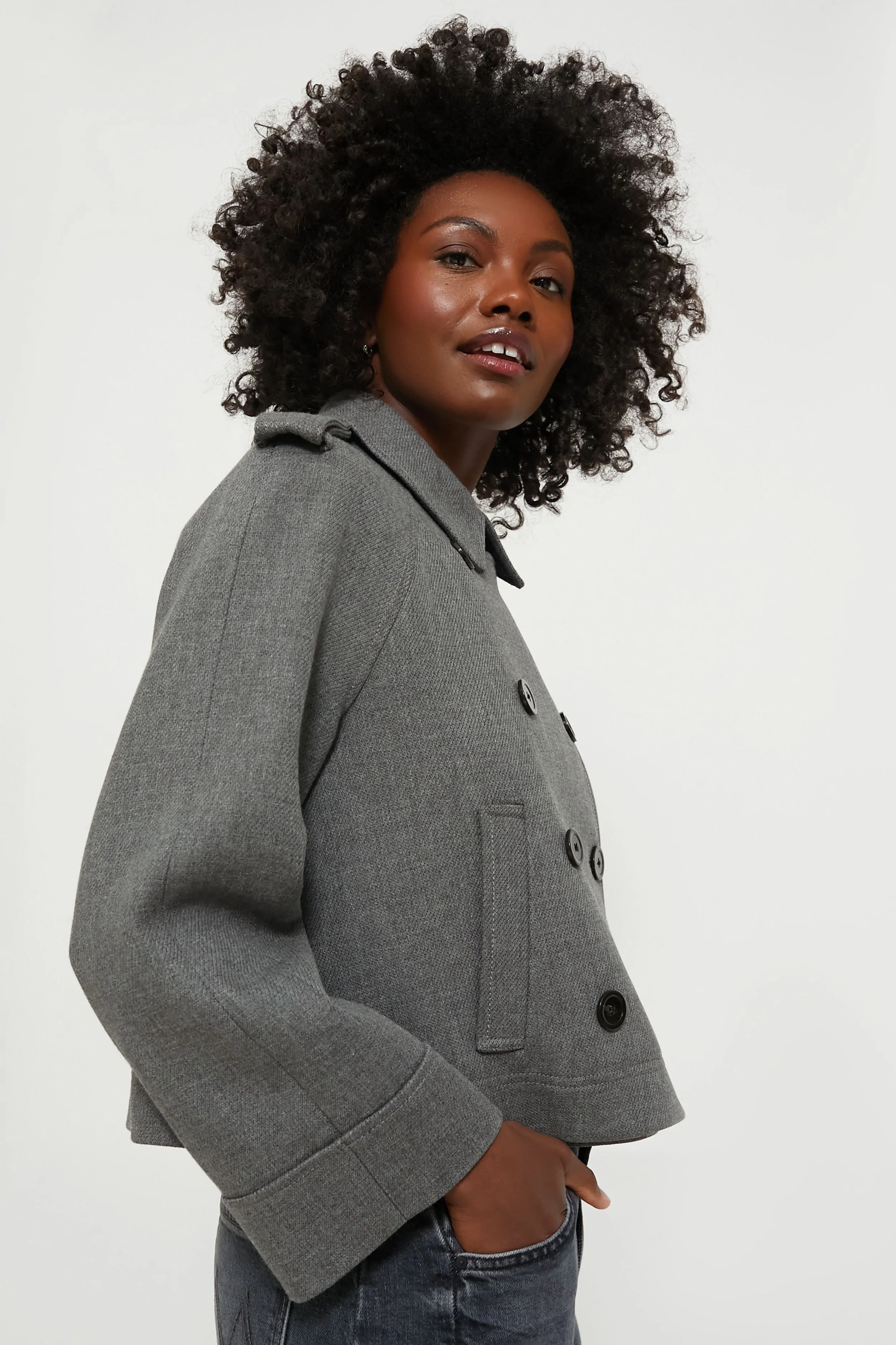 Medium Heather Grey Cropped Conneley Trench