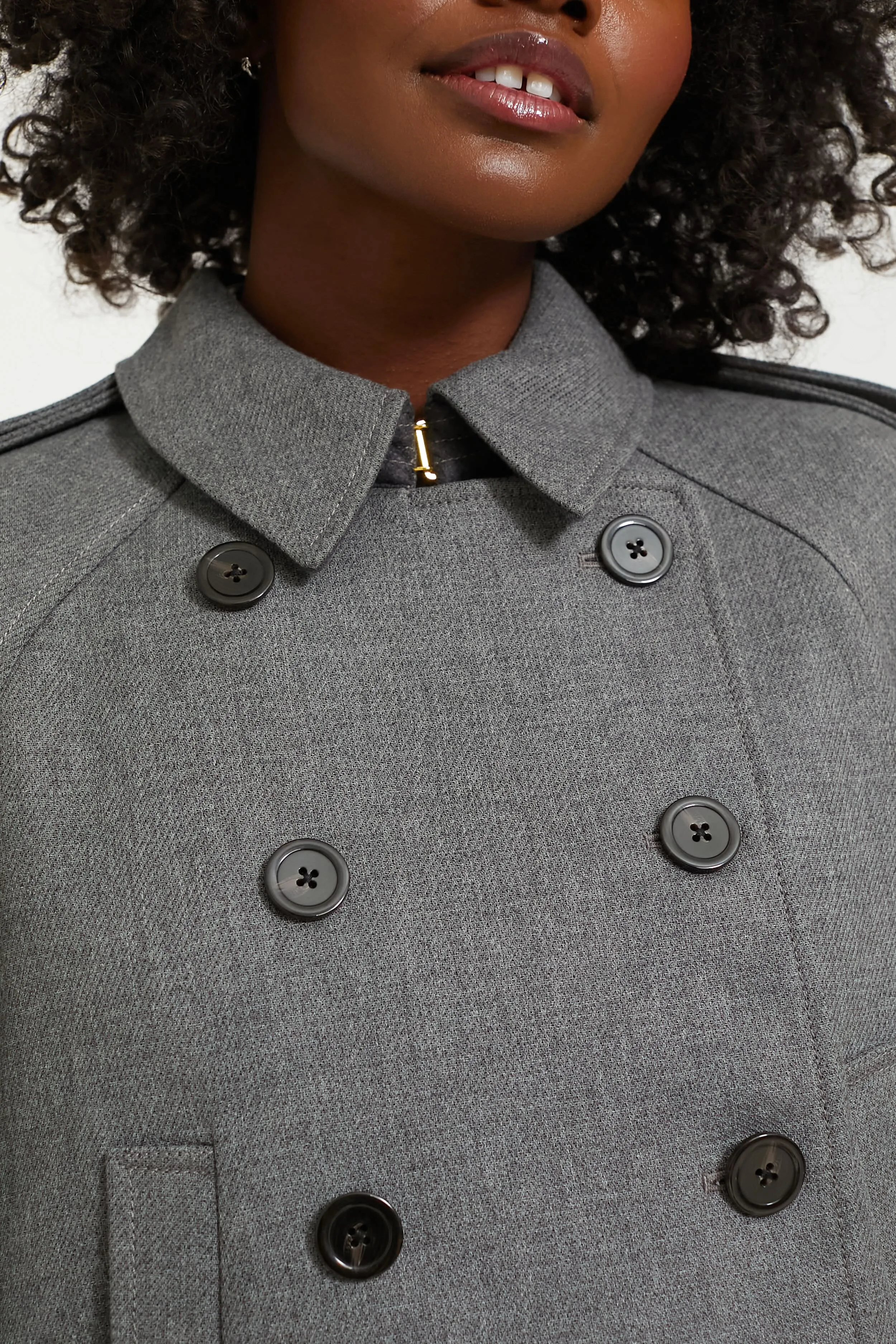 Medium Heather Grey Cropped Conneley Trench