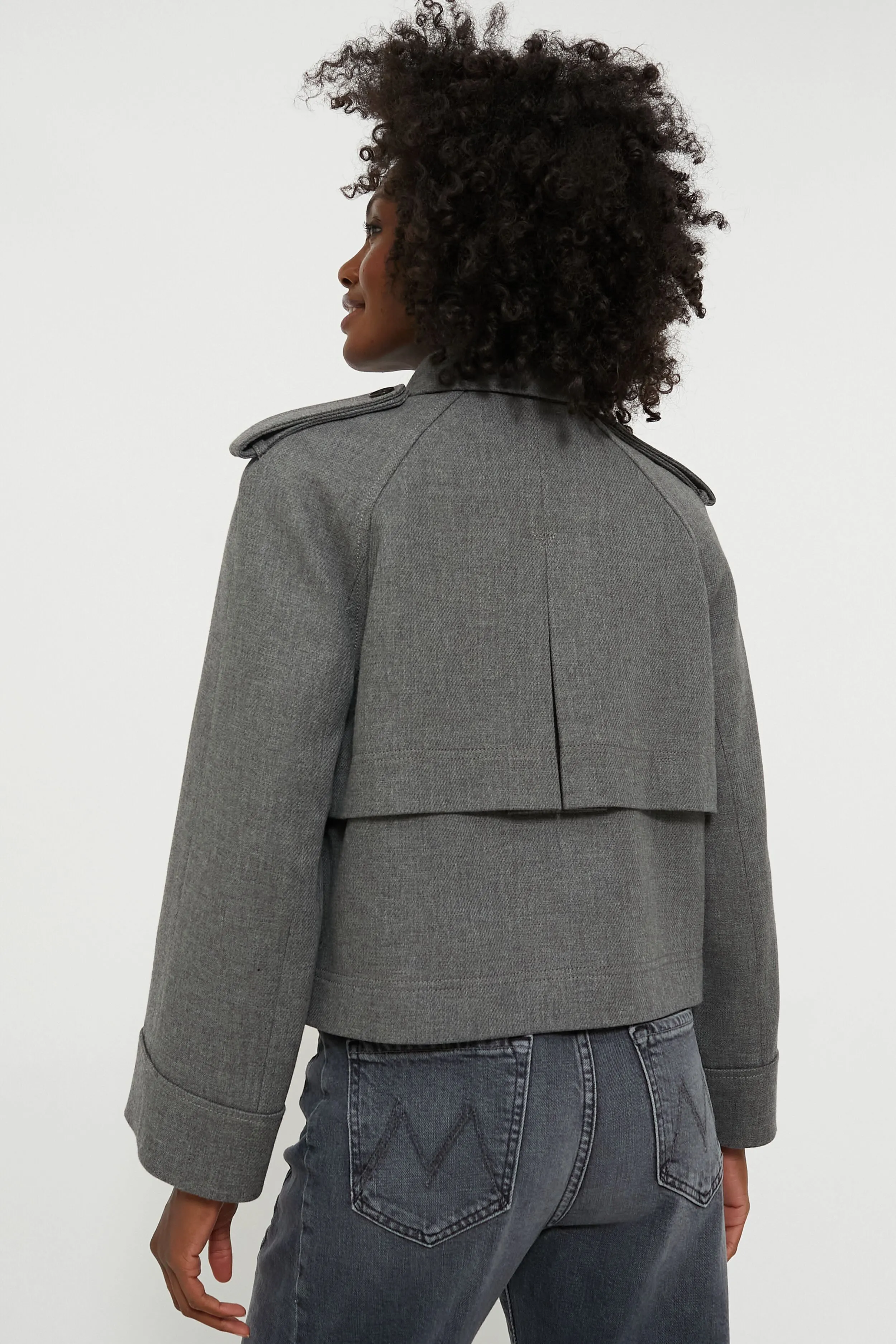 Medium Heather Grey Cropped Conneley Trench