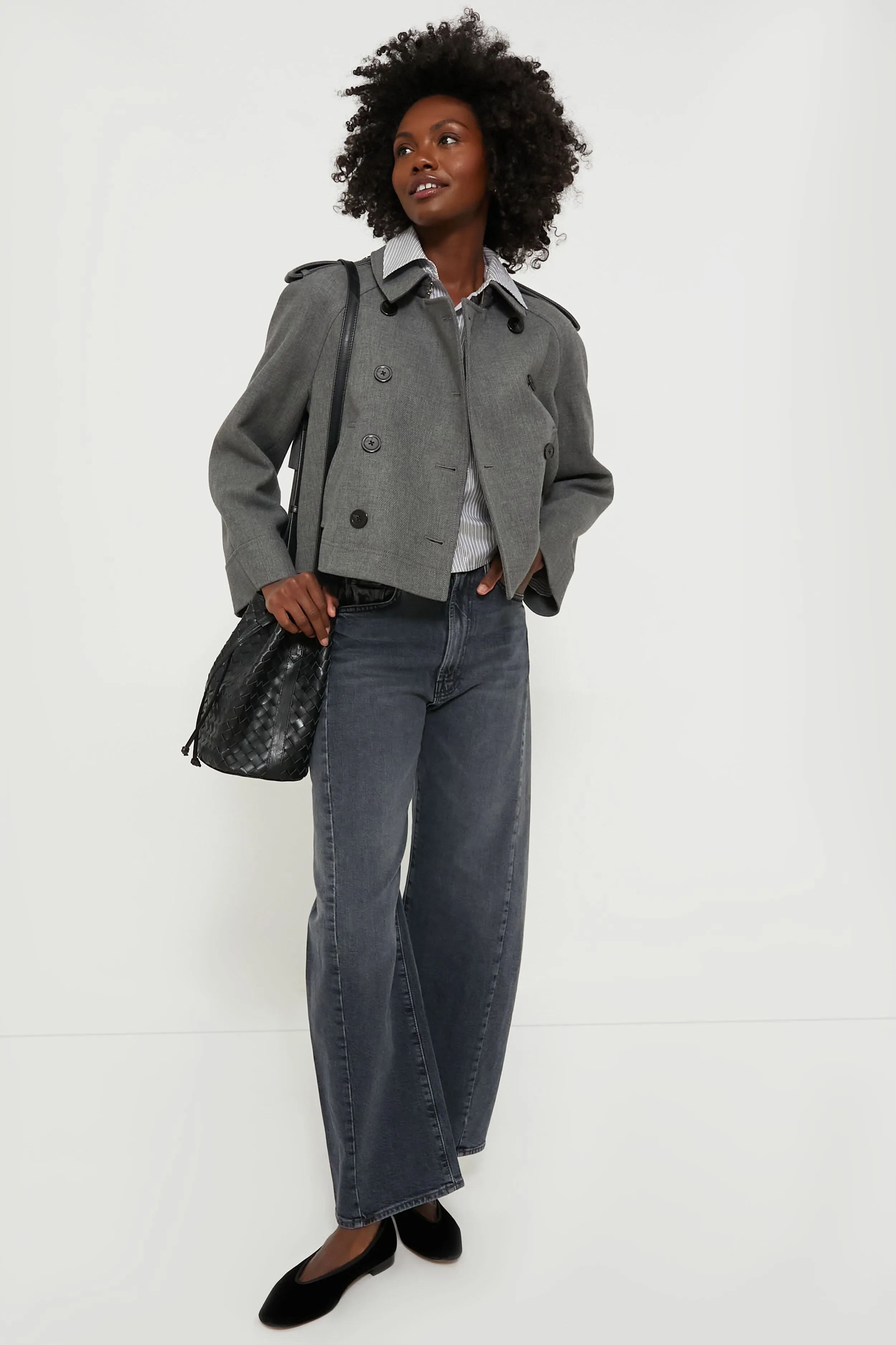 Medium Heather Grey Cropped Conneley Trench