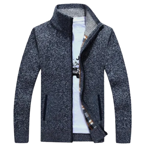 Men Faux Fur Wool Knitted Thick Coat Warm Casual Knitwear Cardigan