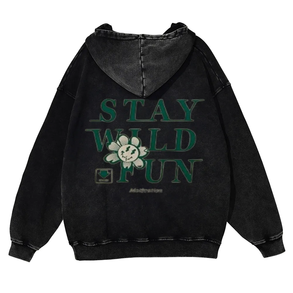 Mens Vintage Stay Wild Fun Hoodies