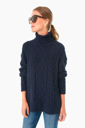 Navy Fitzgerald Cableknit Sweater