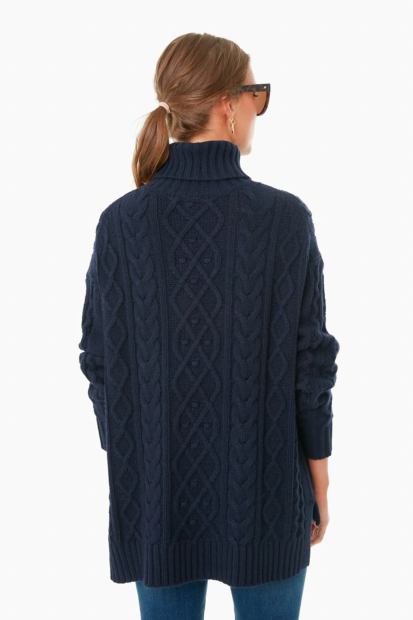 Navy Fitzgerald Cableknit Sweater