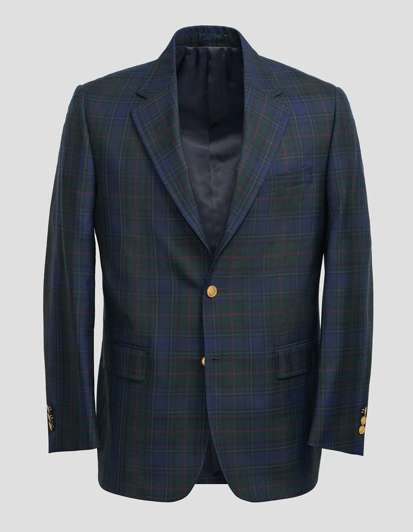 NAVY/GREEN PLAID WITH RED PANE BLAZER