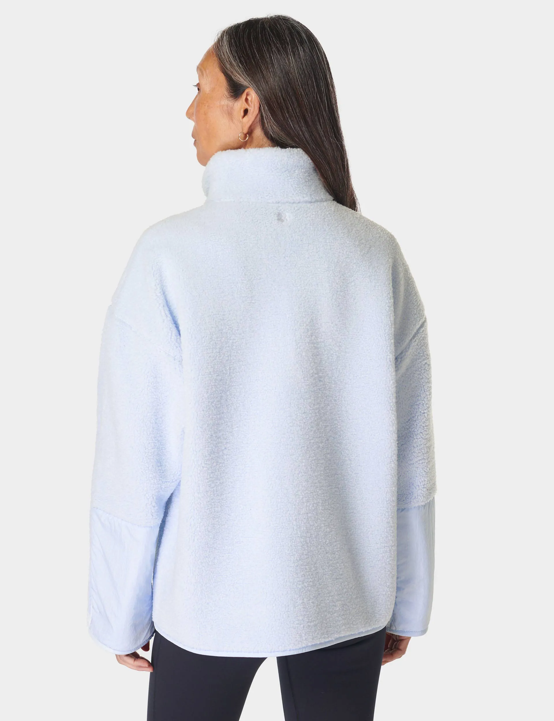 Plush Fleece Textured Half Zip - Salt Blue