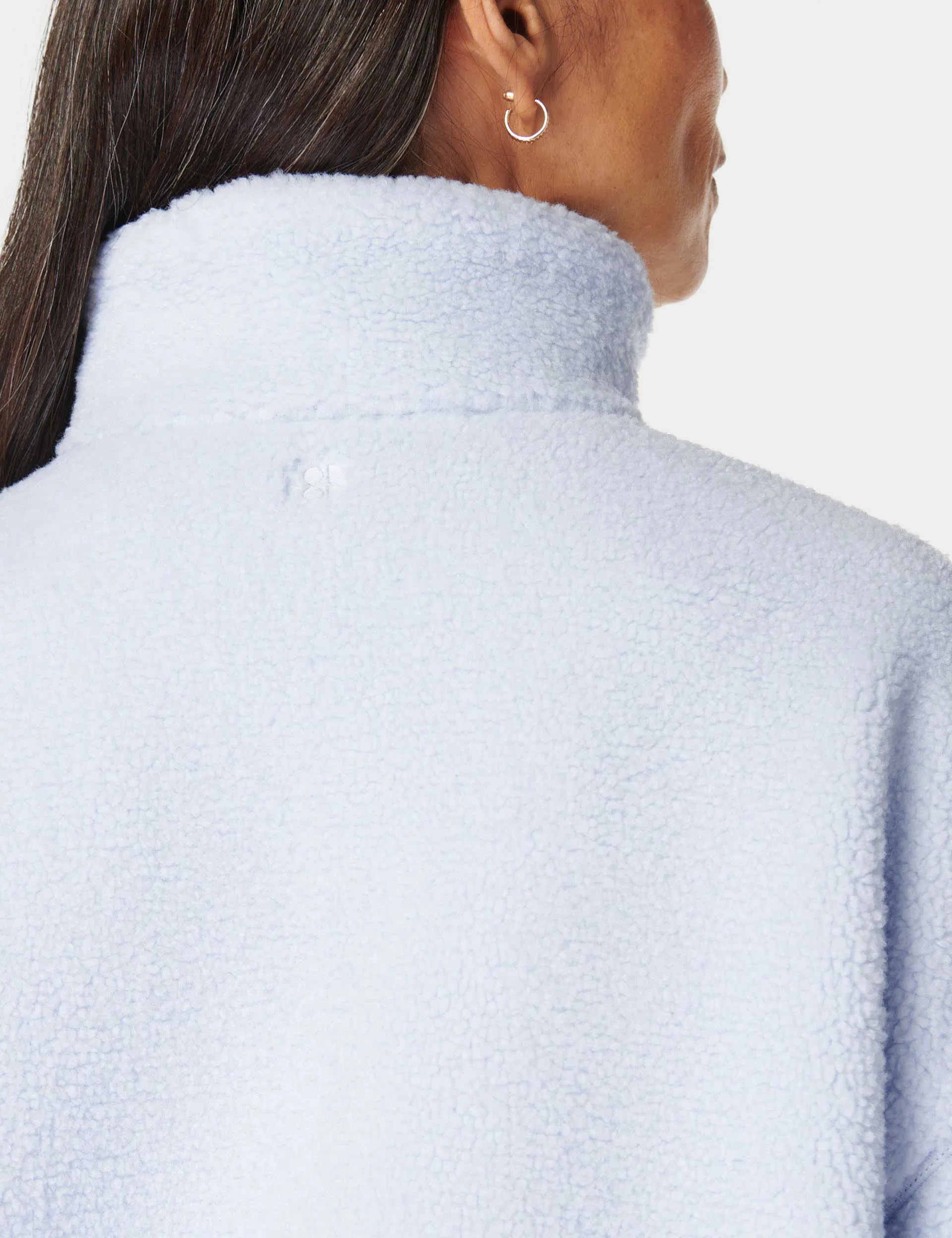 Plush Fleece Textured Half Zip - Salt Blue