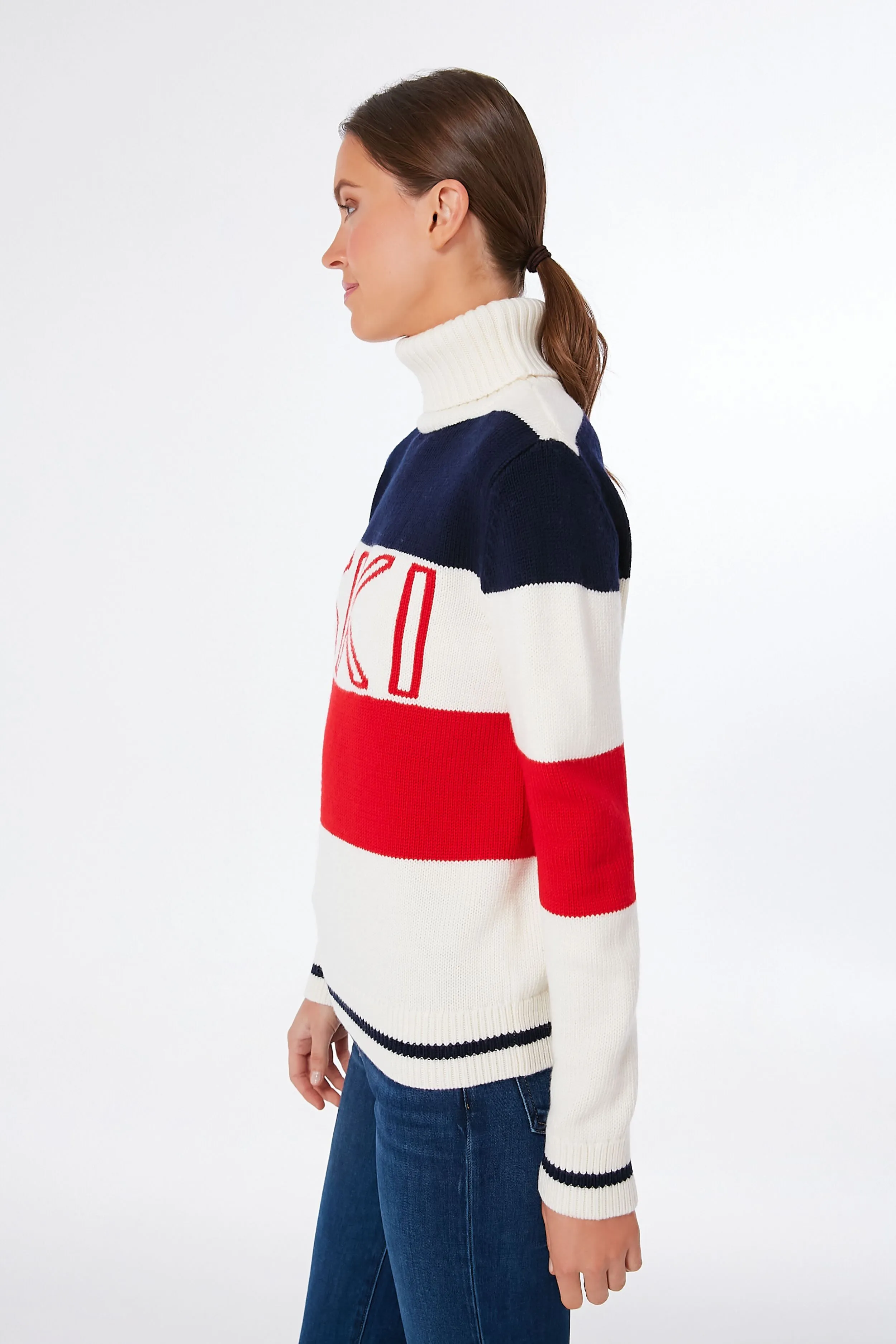 Red Snow White and Navy Frostine Sweater